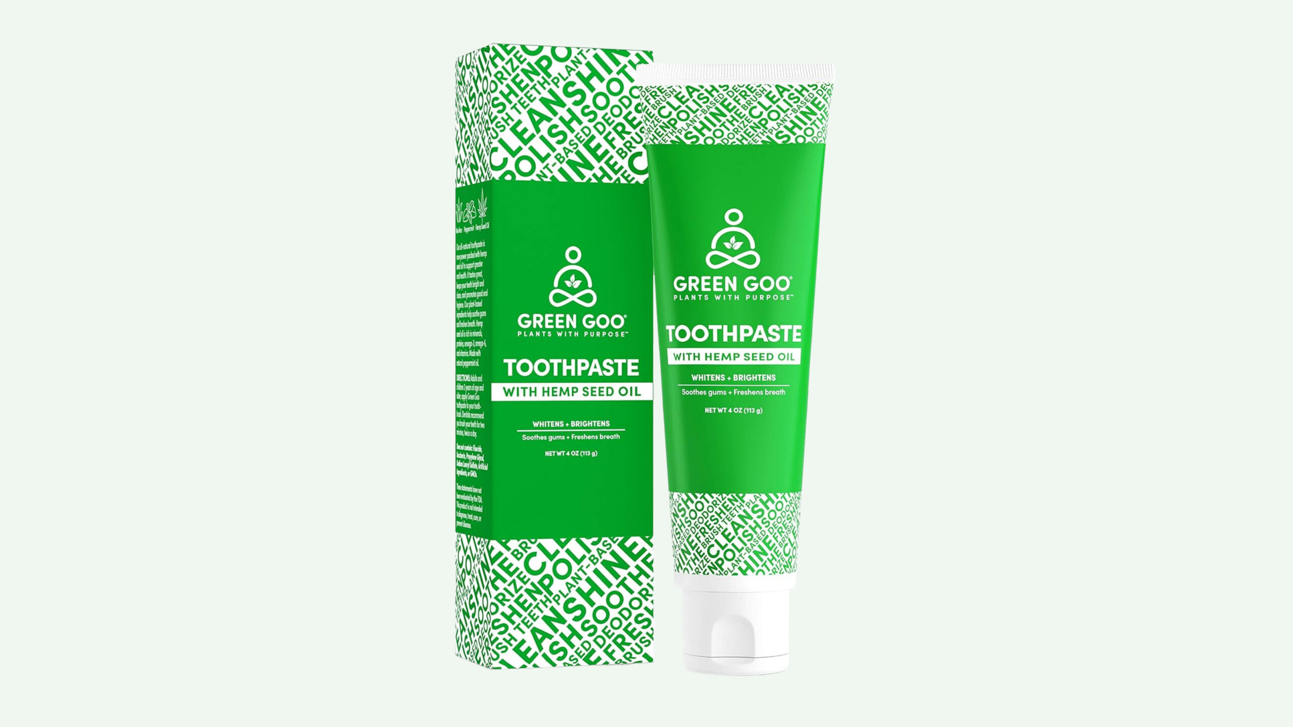 4 oz pack of green goo toothpaste with hemp seed oil all-natural toothpaste for combating bad breath & whitening teeth